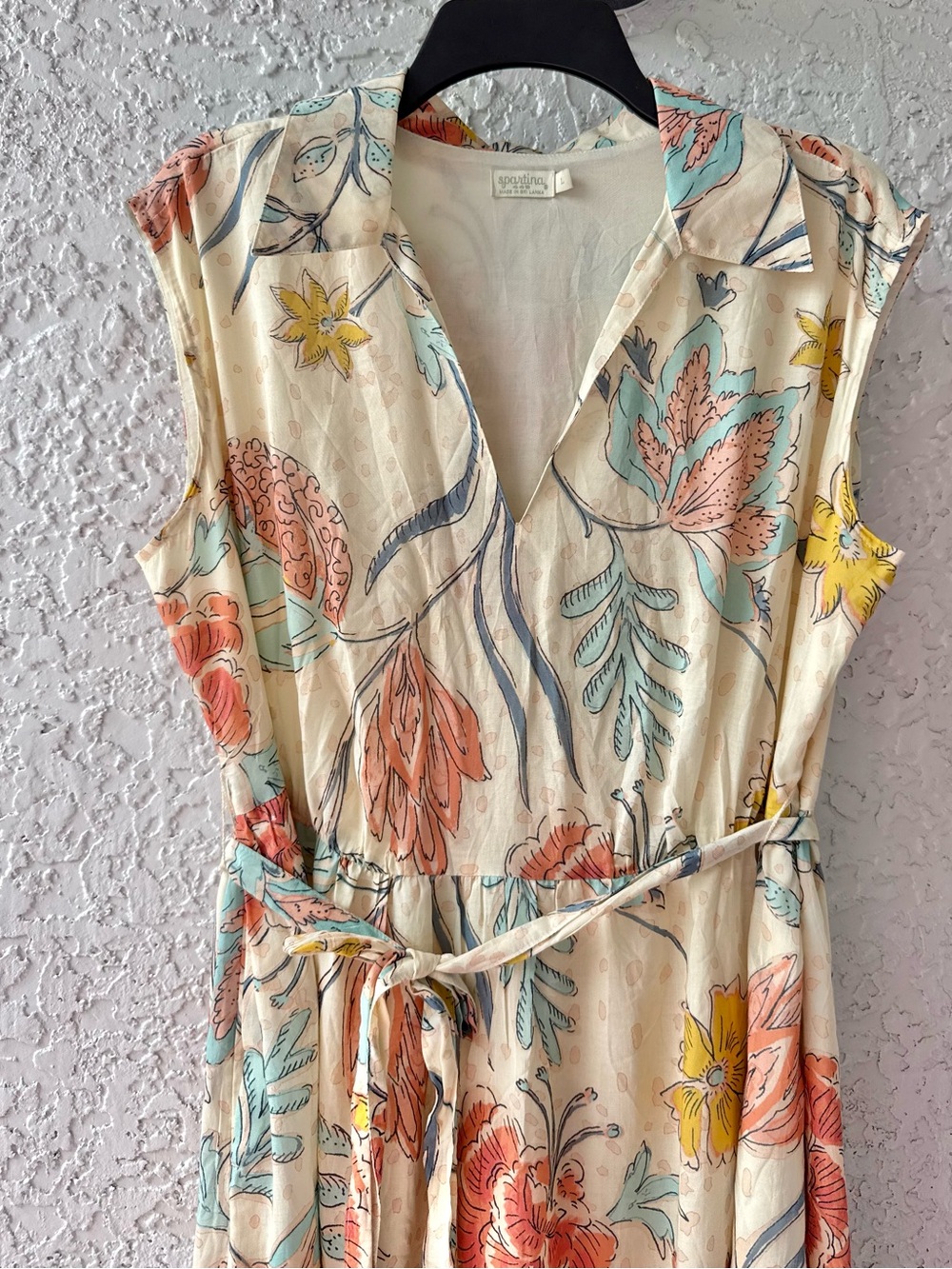 Spartina 449 Hallie Midi Dress Clara Starry Floral Cream Large - Picture 8 of 9
